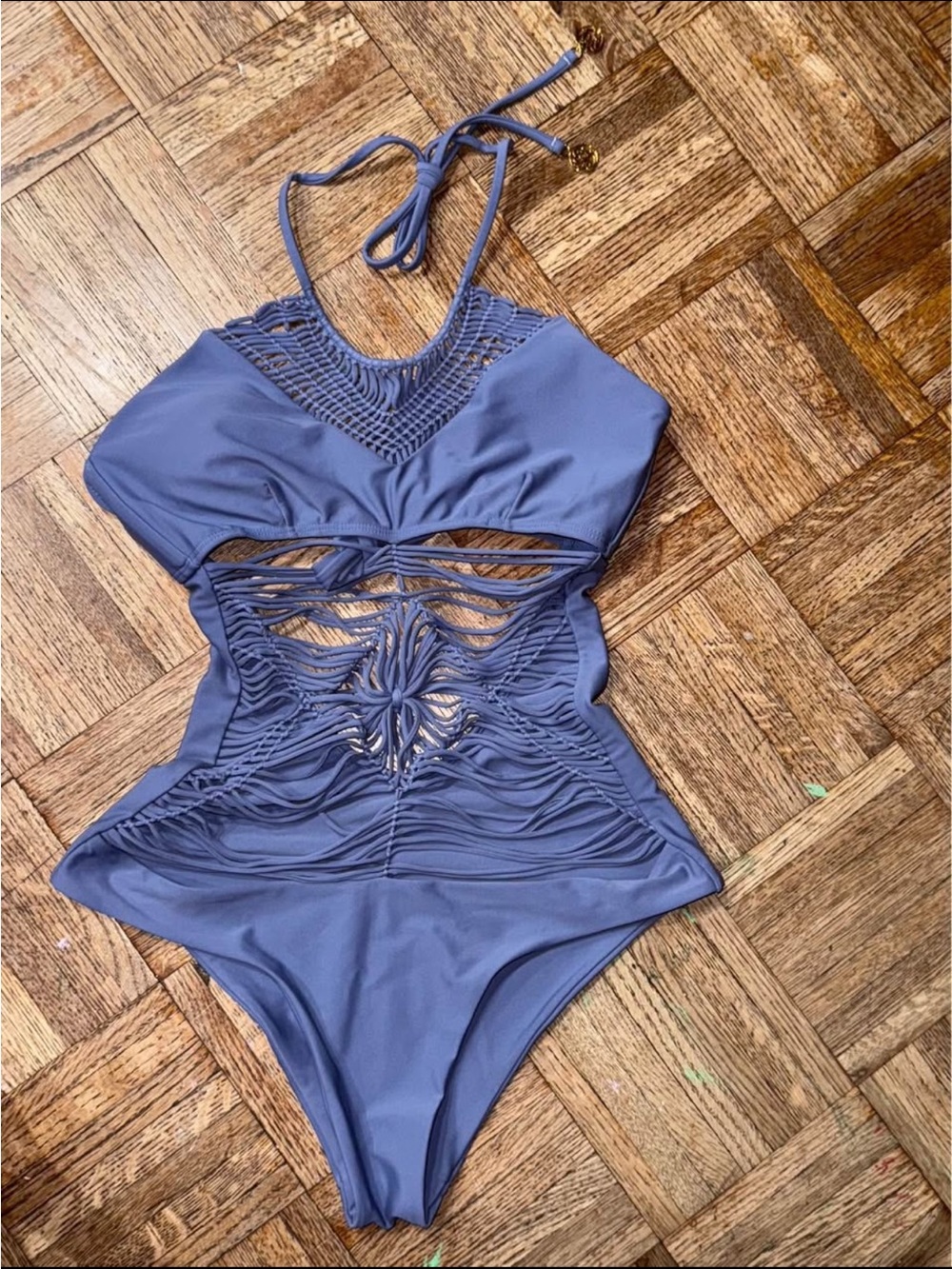 Woman’s Luli Fama One-Piece Swimsuit with Macrame Cutouts - Blue